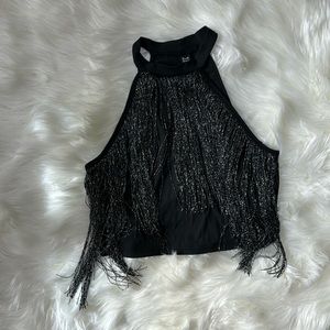 Halter fringe top